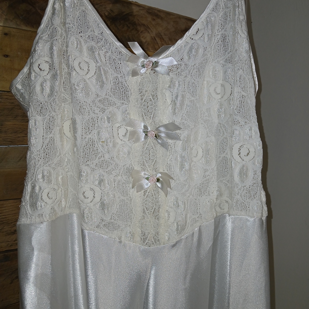 Vintage Elegant Lace 80s Lingerie Slip Dress